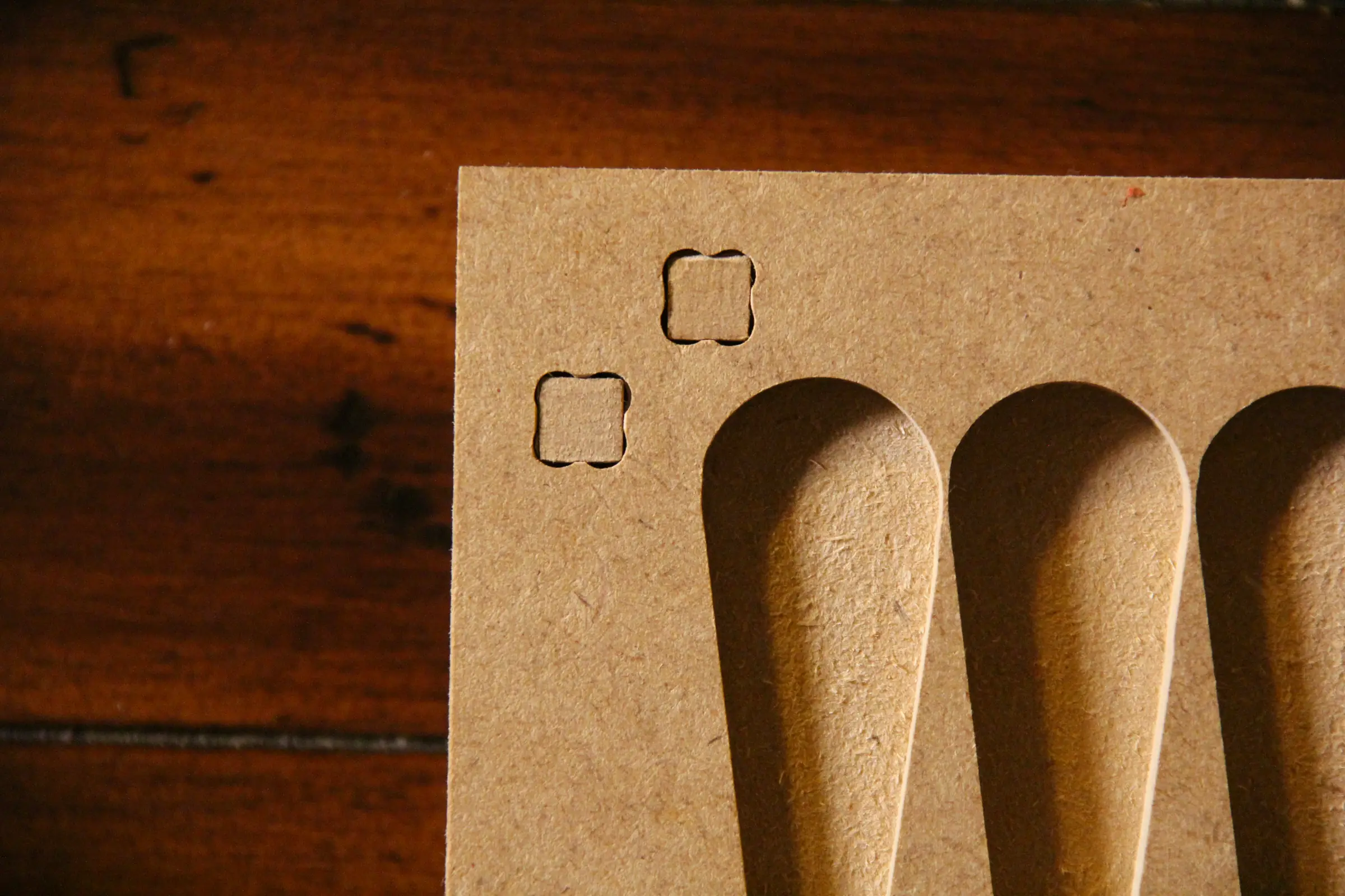 Wood prototypes, before the final CNC pass